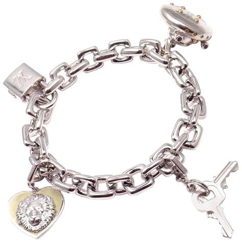 louis vuitton white gold charm bracelet